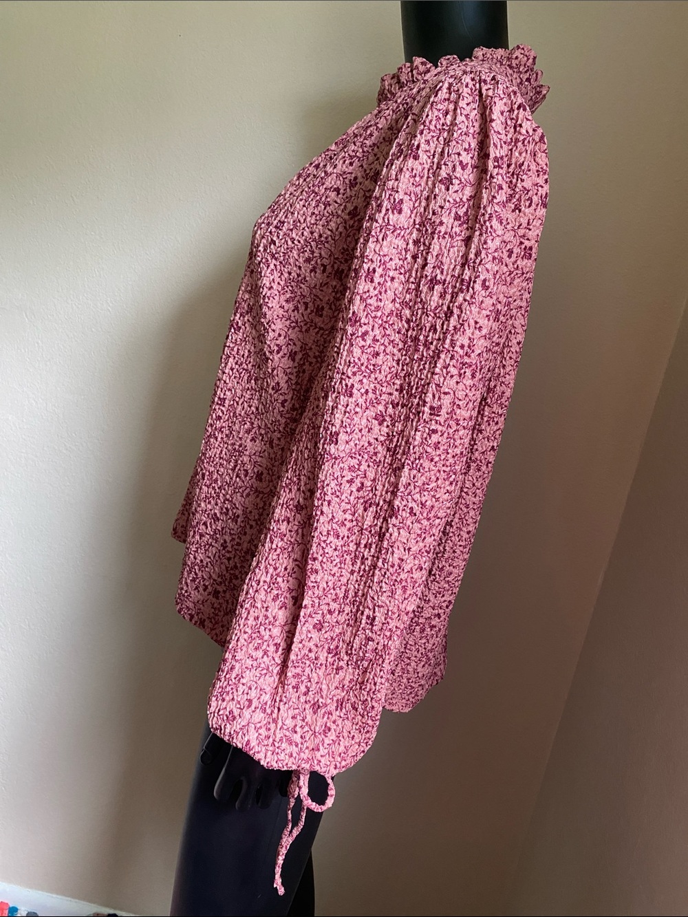 LOFT Rose-Pink Floral Printed Split V Ruffle-Neck Blouse - Picture 5 of 10